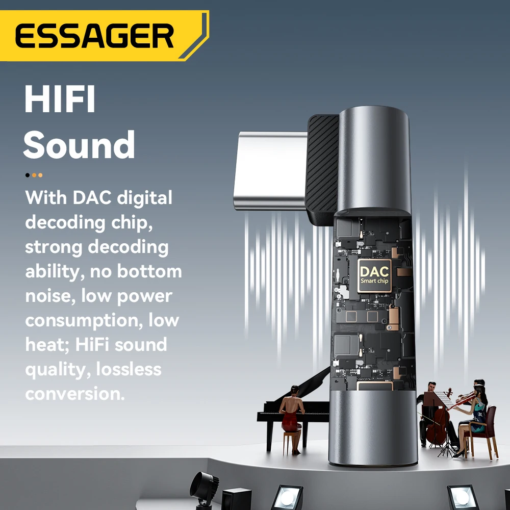 Essager نوع C إلى 3.5 ملم جاك محول الصوت محول سماعة الرأس لشاومي هواوي سامسونج البرق إلى 3.5 ملم محول آيفون 14