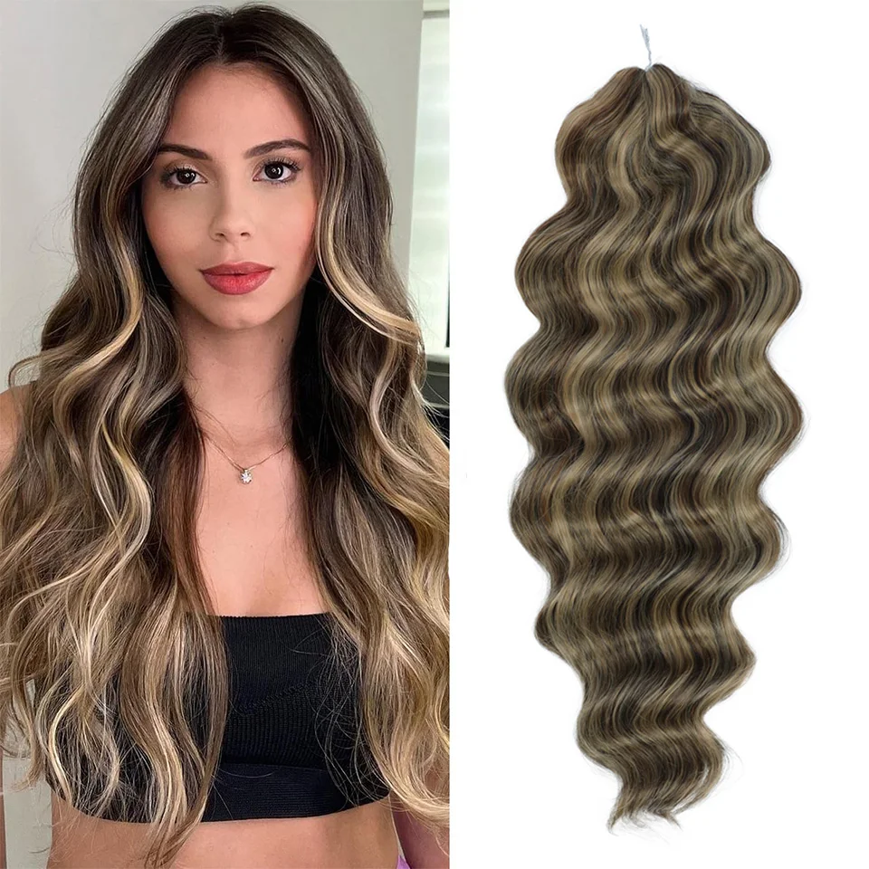 

Ombre Brown Synthetic Hair Crochet Hair Extension 26 Inch Crochet Braiding Hair Extensions For Women High Temperature Fiber