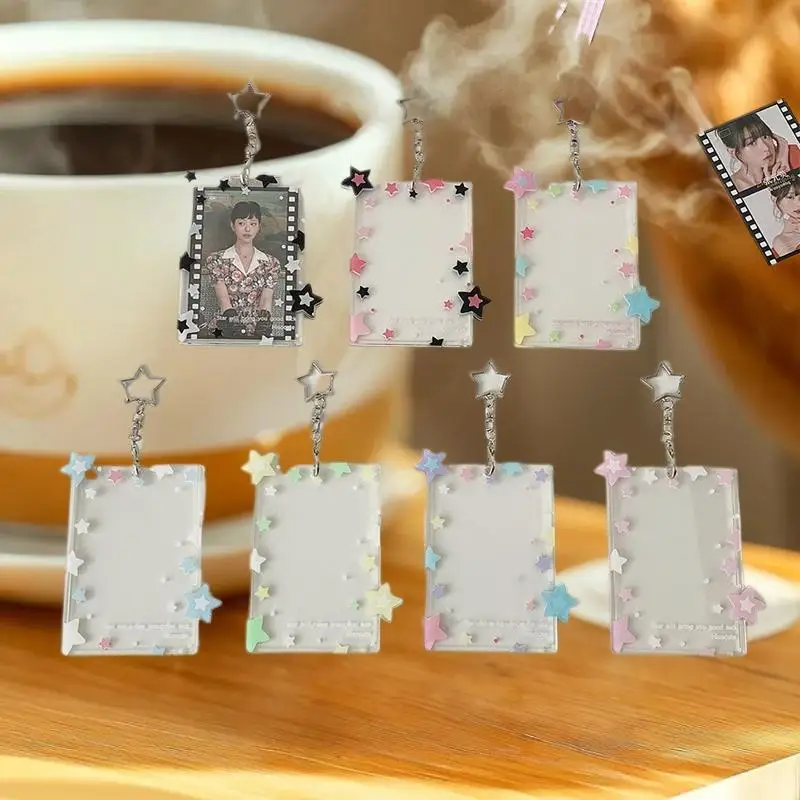 Cute Colorful Star Photocard Holder 3 Inch Card Holder Idol Photo Storage Card Display Protective Pendant Card Organizer Gifts