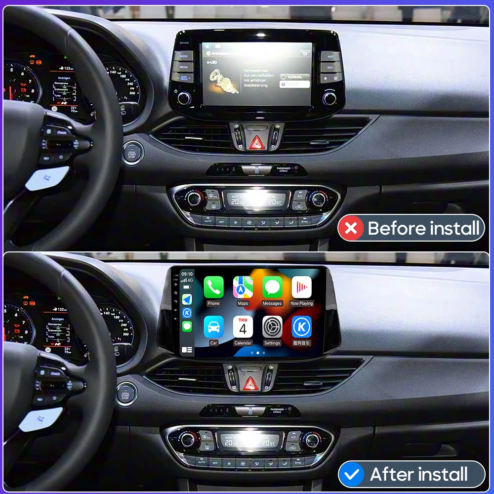 Android 15 Wireless Carplay Radio 4G+WiFi Auto Head Unit Car Multimedia Video Stereo GPS Navigation For Hyundai i30 2017 - 2021