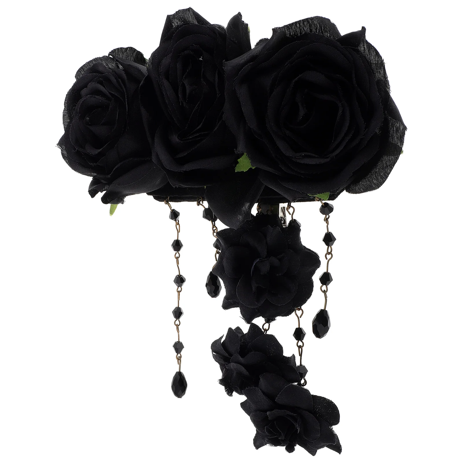 

Gothic Hair Clips Black Rose Headpiece Lightweight Dance Party Accessories Plastic Fabric Women Headdress Hairpins