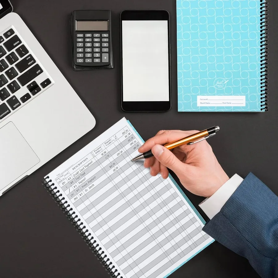 プレミアムチェックブックレジスター、デビットカードレジャー、ノートブック（チェックアカウントの取引を追跡するためのビジネスレジャー、現金ログ用）