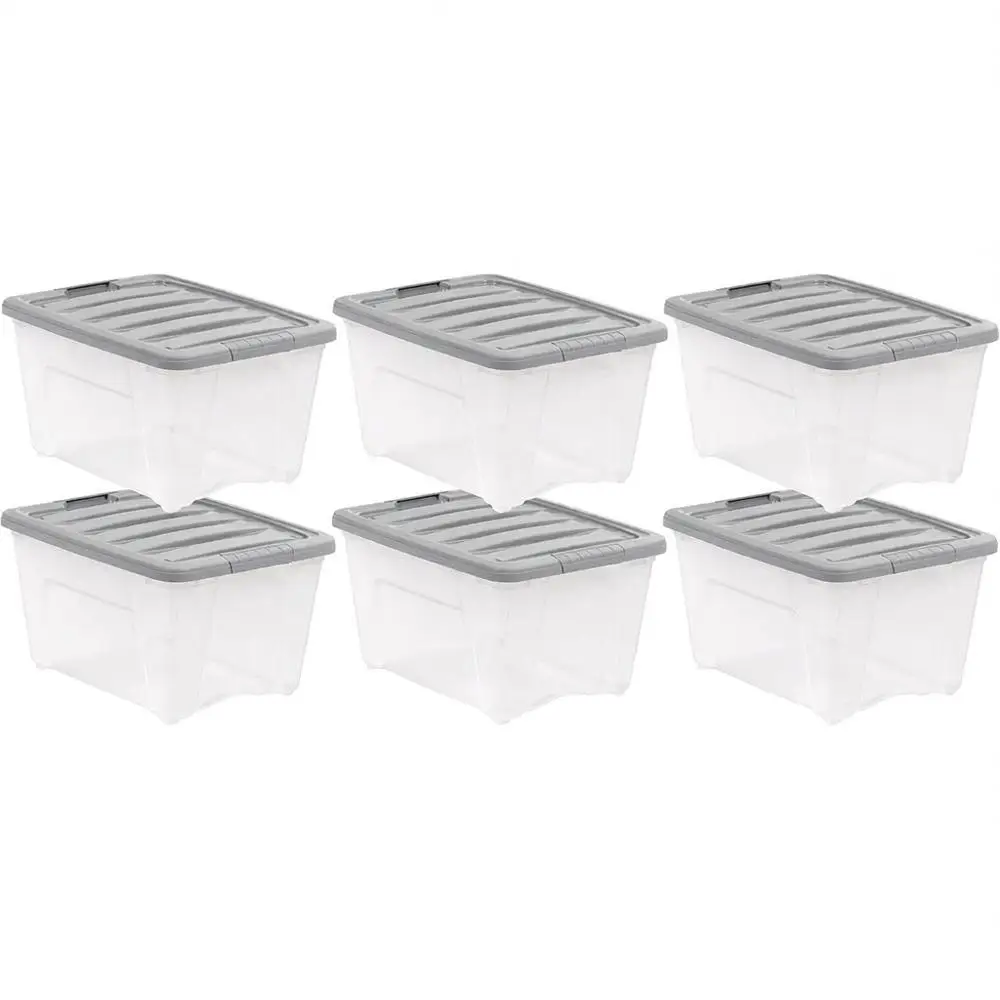 

Набор из 6 штабелируемых контейнеров для хранения объемом 32 кварта (прозрачные/серые) с надежными крышками