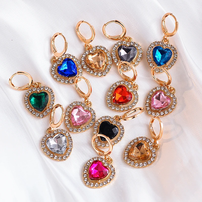 5 Pairs Modern Women's Earrings 2022 Colorful Acrylic Gemstone Reception Elegant Pendant Hoop Earrings Jewelry Gifts for Women