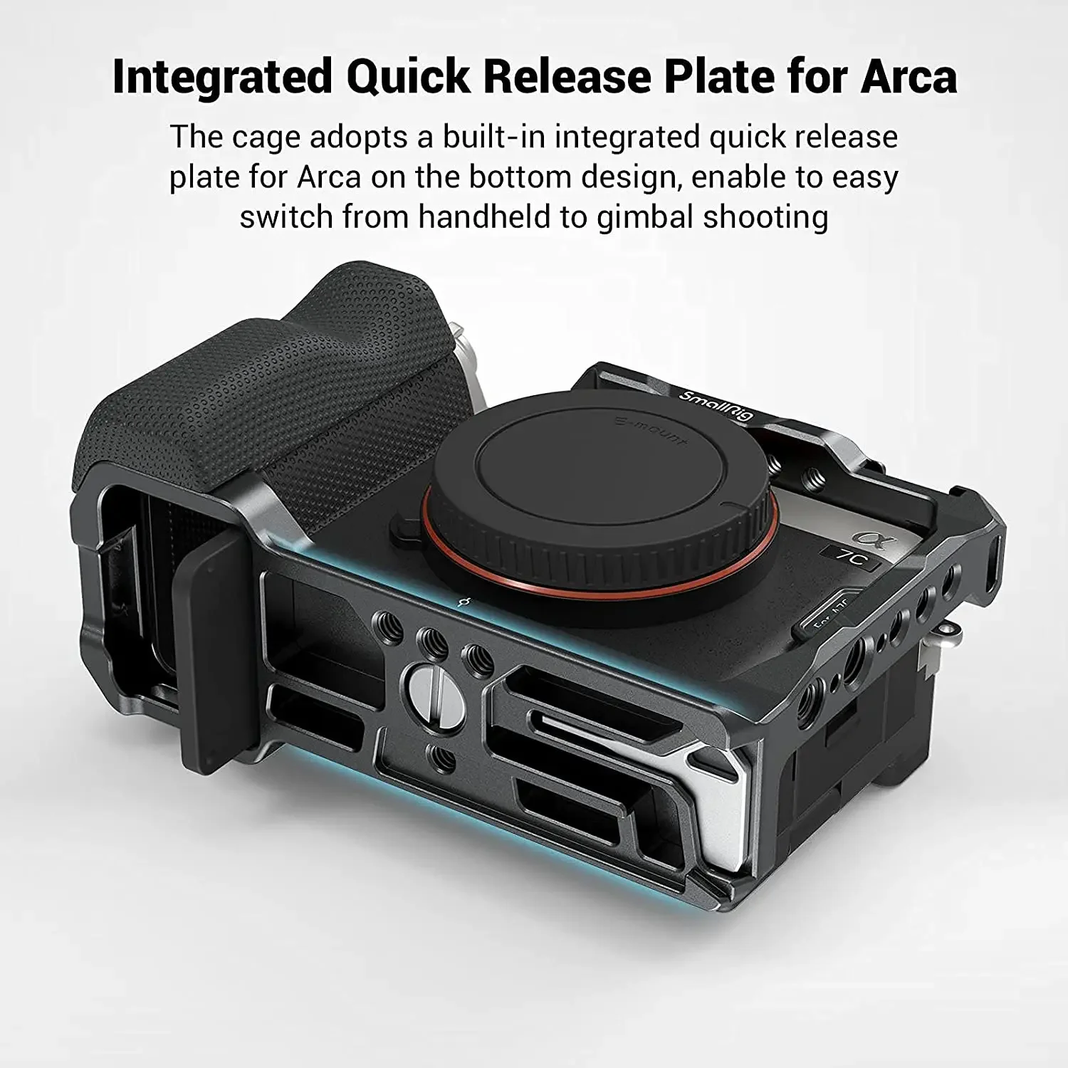 SmallRig Full Cage for Sony Alpha 7C with Silicone Side Handle Locating Holes for ARRI Quick Release Plate Arca and Cold Shoe