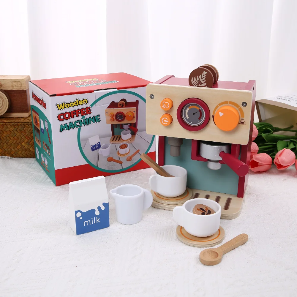 Holz Küche Pretend Spielen Spielzeug Simulation Holz Kaffeemaschine Baby Früh Lernen Pädagogisches Spielzeug Kind der Urlaub Geschenk