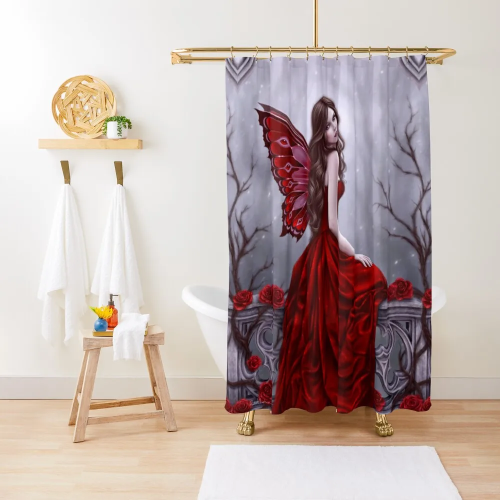 

Winter Rose Butterfly Fairy Shower Curtain Modern Showers For Bathroom Bathroom Curtains For Shower