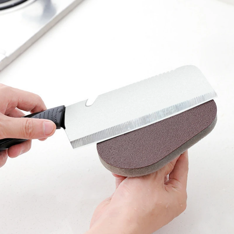 Magic Emery Sponge Eraser Brush with Handle Rust Remover Household Scrub Tool for Kitchen Bathroom Pot Tile Stain Cleaning