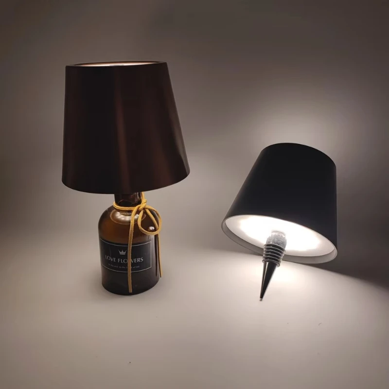 LED Wine Bottle Light Dimmable Rechargeable Touch Control Wireless Desk Light Portable Atmospheric Night Light Bar Cafe House