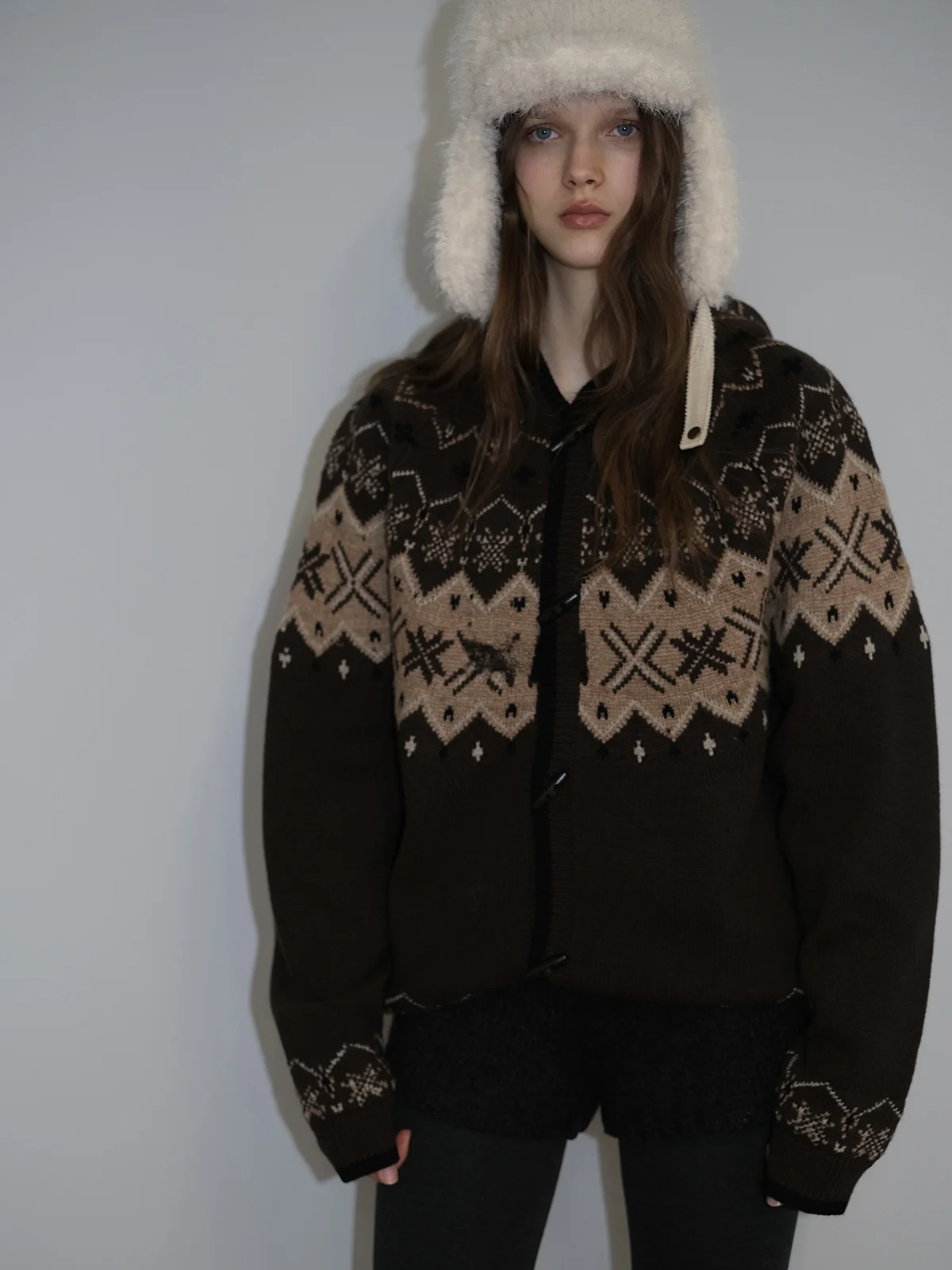 

Ретро-кардиган свободного кроя с узором Fair Isle, из смесовой нейлоновой шерсти, с длинными рукавами, на пуговицах, для зимней верхней одежды