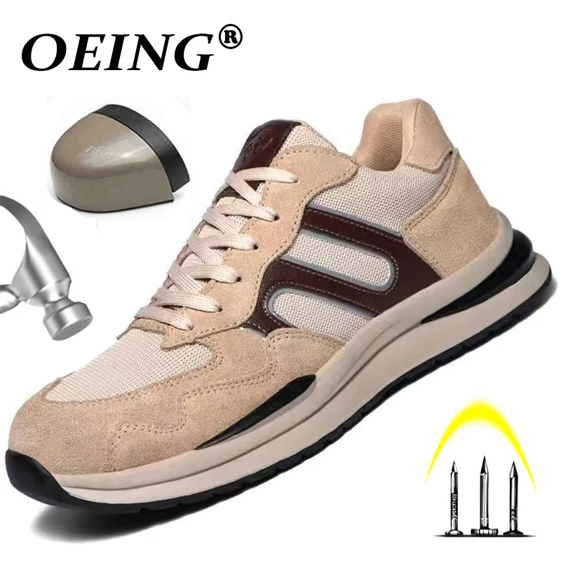 

Fashion Safety Shoes Men Lightweight Puncture-Proof Work Boots Indestructible Men Steel Toe Shoes Summer Protective Boots 2023