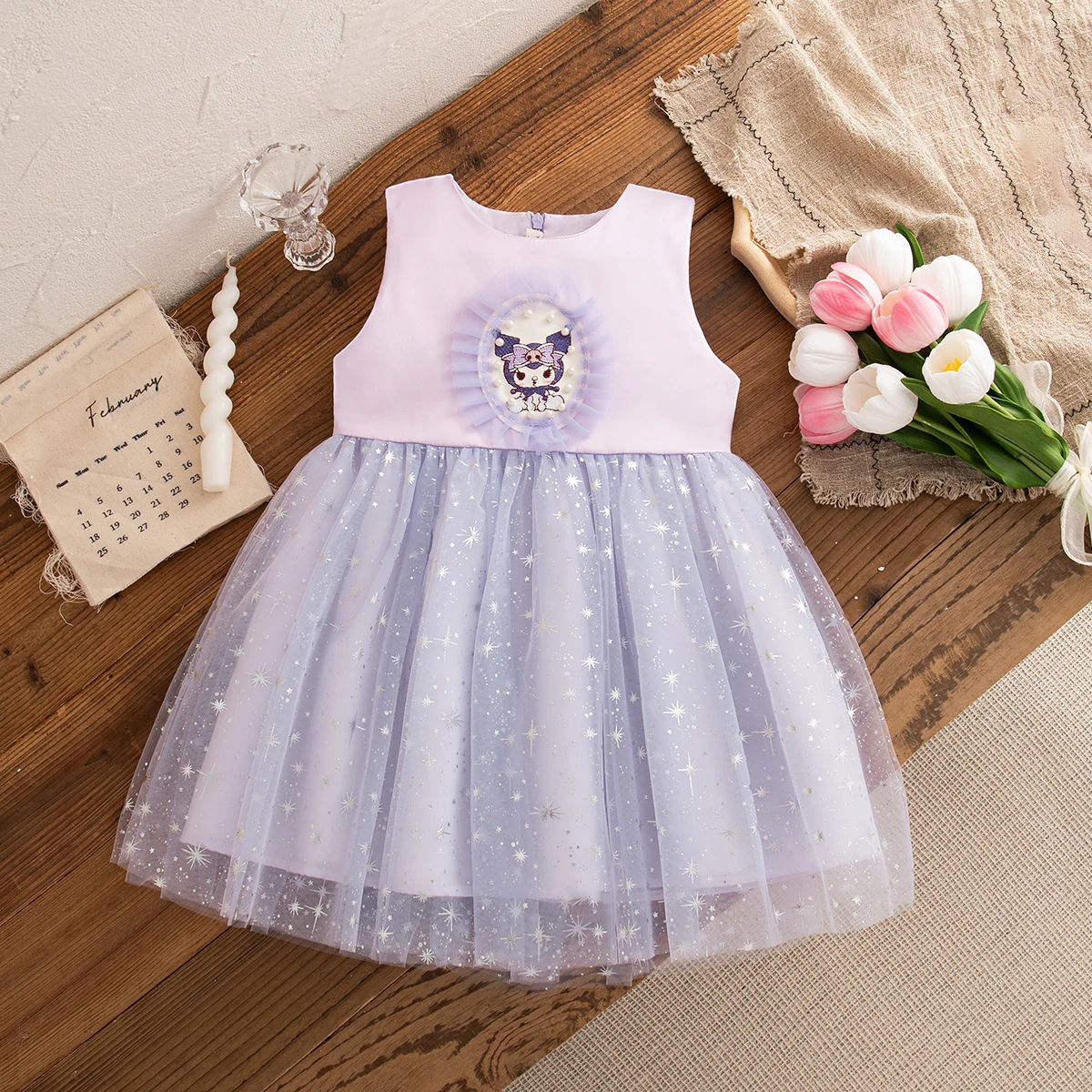 Girls Dress Summer Cartoon Pattern Sequins Sleeveless Puffy Girl Costume Cute Gorgeous Children's Dresses Kids Princess Dresses