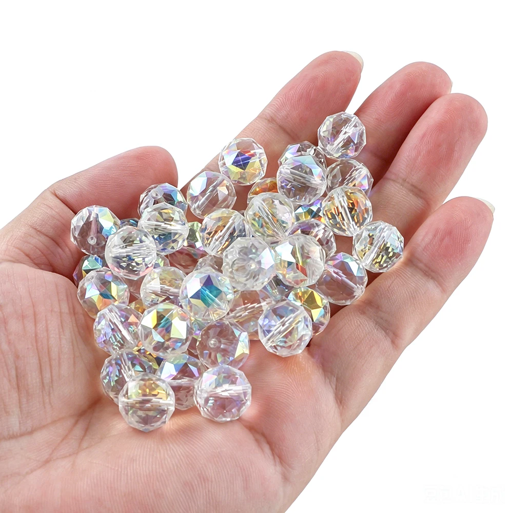 10-20PCS New Colorful Acrylic Round Bead Bow Glass bead Spacer Bead For Jewelry Making DIY Beaded Pen Pendant Accessories