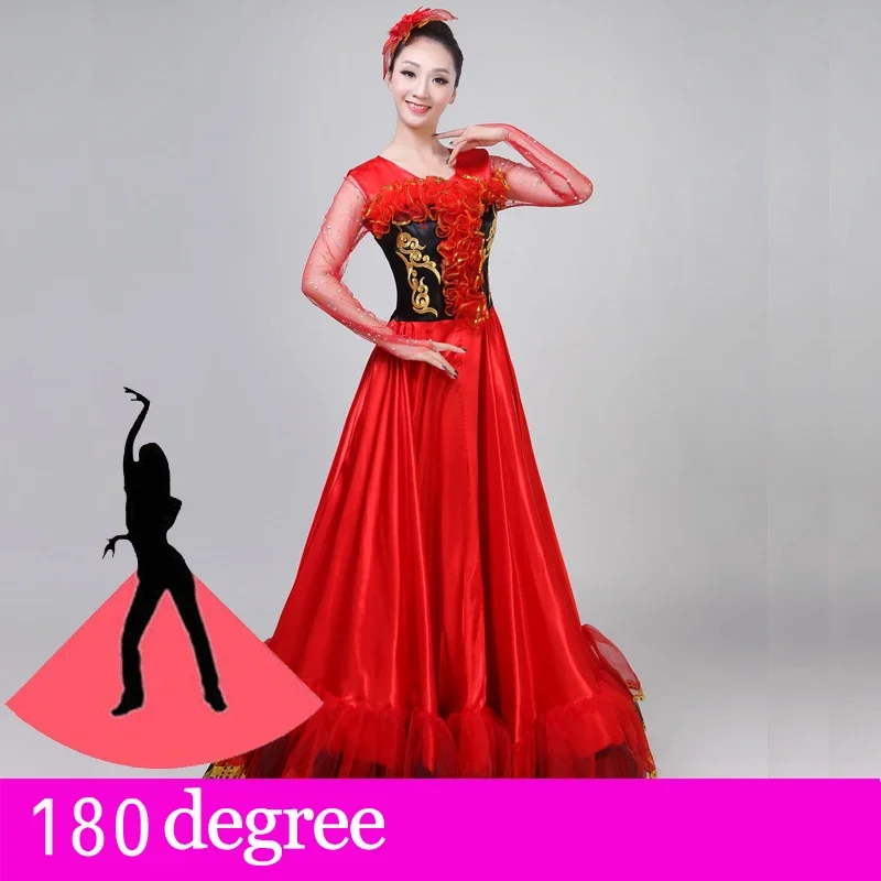2020 novas mulheres espanhol tourada vestido cigano roupas desempenho vestidos longo robe feminino moderno traje de dança flamenco dl5729