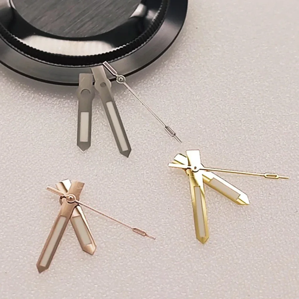 Высококачественные полированные зеленые светящиеся стрелки C3 для часов NH35 NH36, часы из нержавеющей стали цвета розового золота/серебра