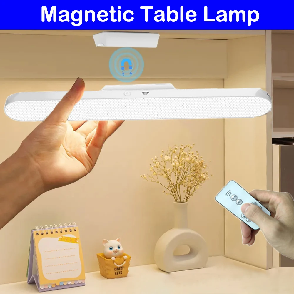 USB Desk Lamp 3 Colors Reading Switch Closet Rechargeable Magnetic Hanging Soft Light Remote LED For Cabinet Magnetic Design