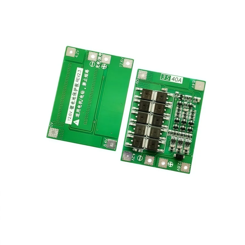 3 pieces of 11.1V, 12.6V 18650 lithium battery protection board with balancing function. Equipped with a startable electric dril