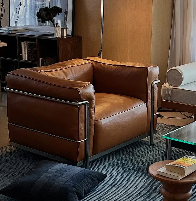 

Sofa antique single sofa chair light luxury high-end leather