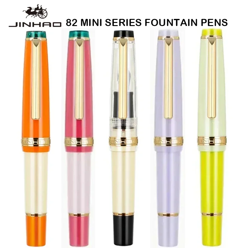 jinhao 82 mini caneta tinteiro combinacao de cores caneta acrilica spin ef f m nib papelaria material escolar de escritorio canetas de tinta dourada 01