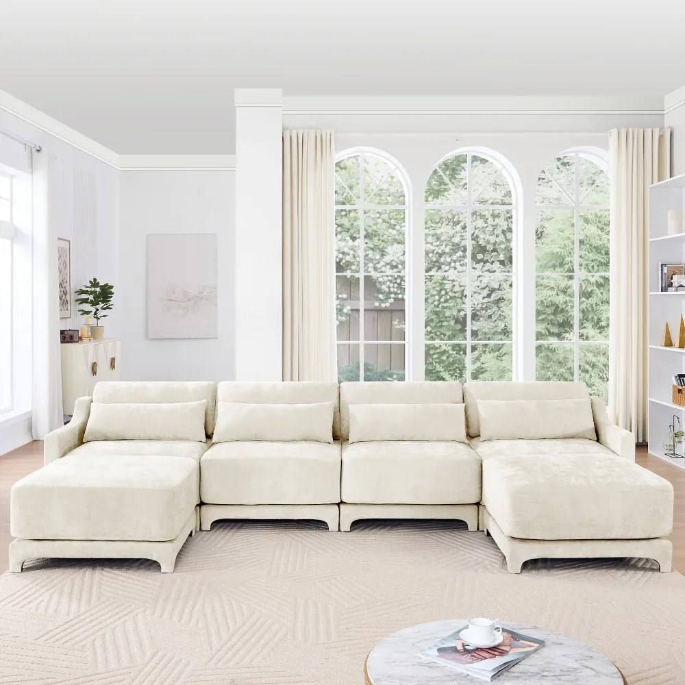 

Four seater sofa lumbar pillow,solid wood frame,ergonomic,High - resilient sponge,elegant armrests,easy install.living room sofa