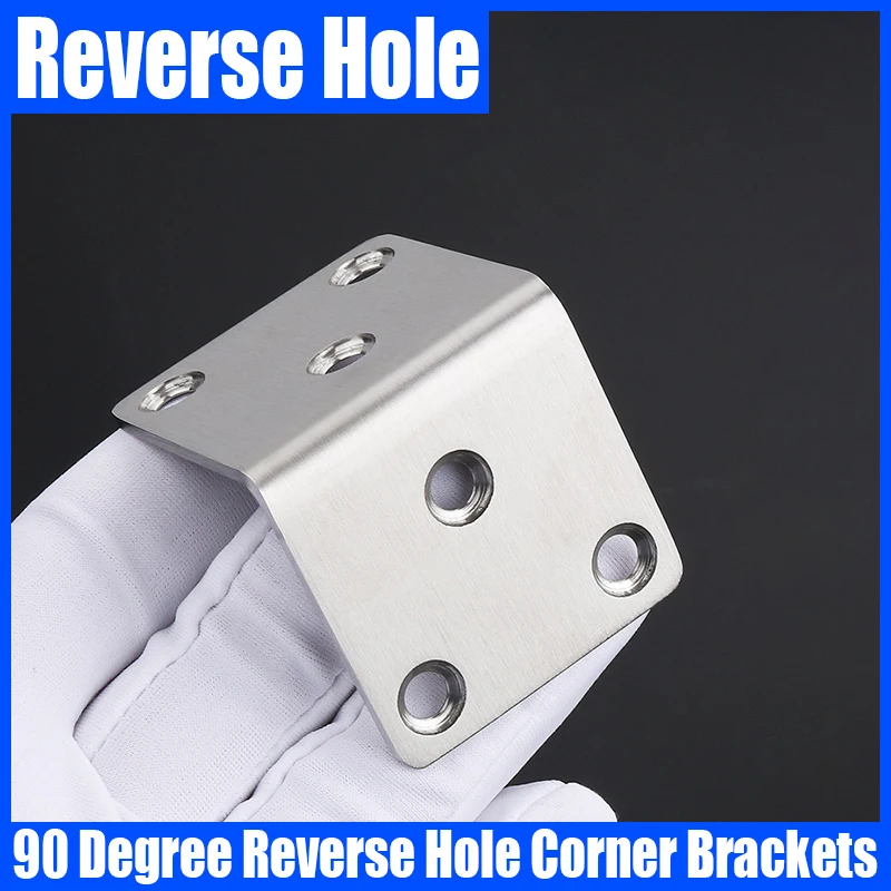 

Stainless Steel 90 Degree Back Angle Bracket Reverse Hole Corner Brackets Corner Brace Joint Bracket Fastener For Furniture