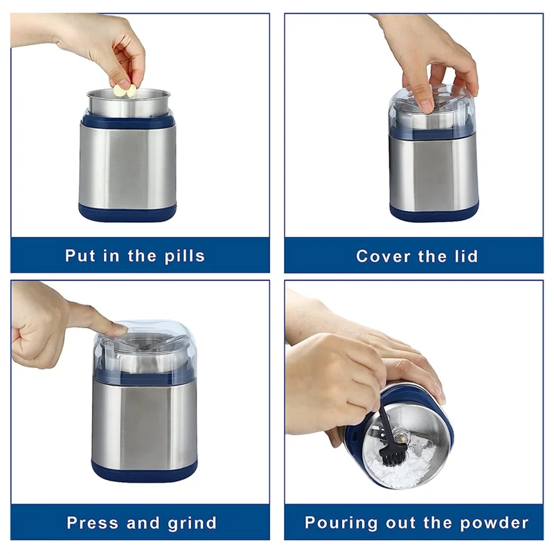 The New Electric Pill Crusher Suitable for Small or Big Pills Vitamin Tablets Grinder Fine Powder Great for Feeding Tube US Plug