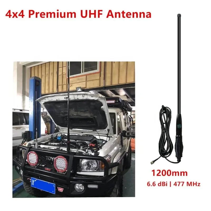 4x4 Premium antenna 6.6 dbi-1200mm 477 MHz with heavy spring UHF CB radome 