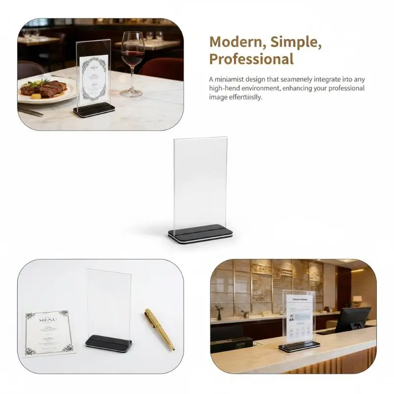 Acrylic Panel Wine Menu Display Stand Vertical Double Sided Photo Display Frame Transparent A4 A5 A6
