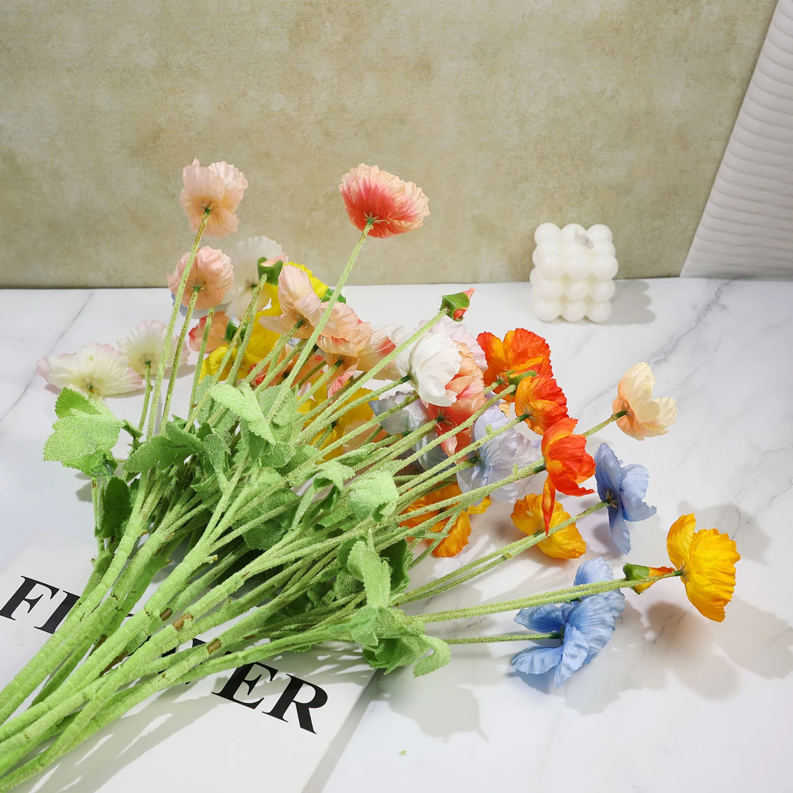 1PC 58cm Silk Artificial Poppy Gorgeous Bouquet Wedding Bridal DIY Bouquet Party Garden Table Photography Props Decoration
