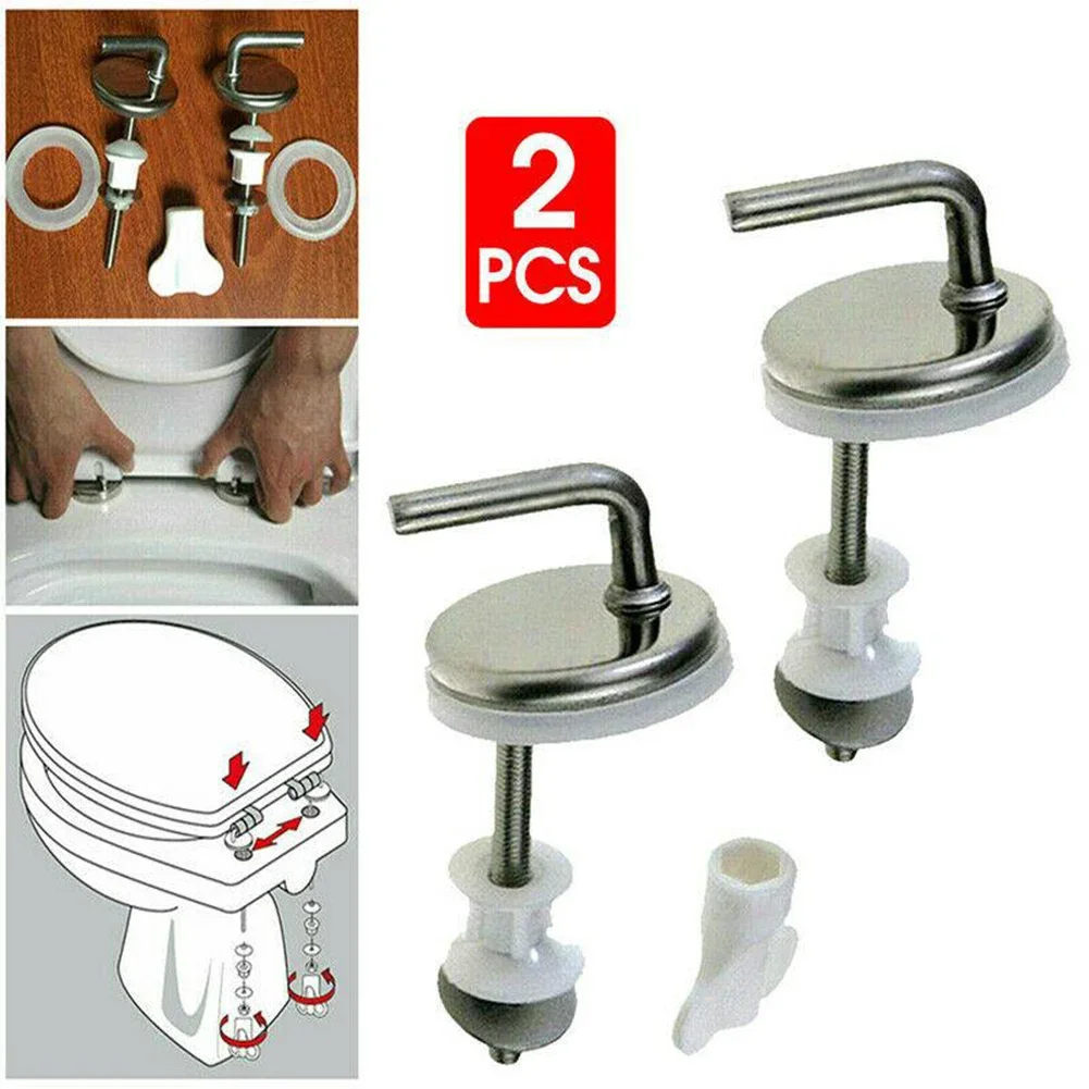 

2 Pcs Toilet Cover Hinges Toilet Seat Fix Fitting Stainless Steel Back To Wall Replacement Hinges Mounting Fittings Replacement