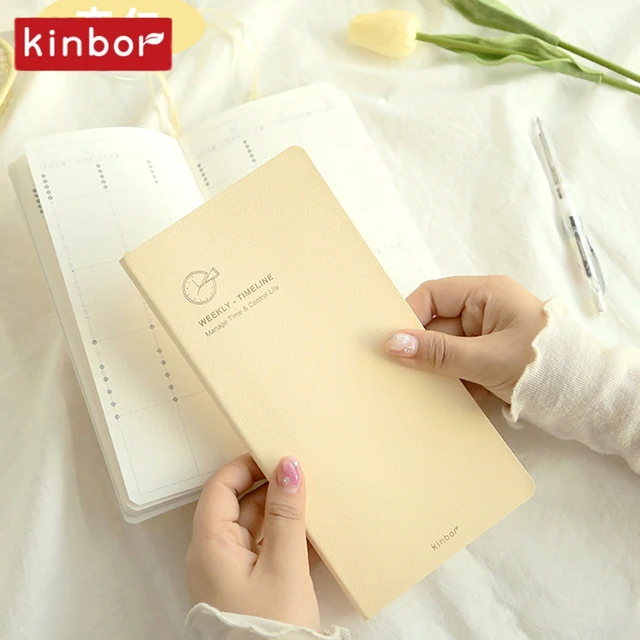 Kinbor Slim Soft Cover Weekly Planner Timeline Pocket Weeks Plan Journal Notebook Two Pages Per Week Time Organizer Daily Record 4