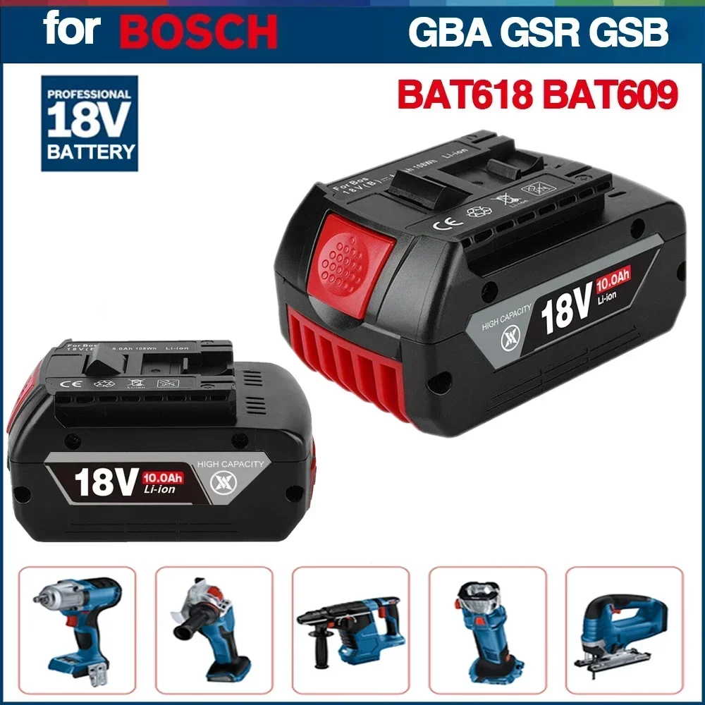 NEW For BOSCH 18V with charger battery 10AH Li-ion battery 18v  Professional GSR GSB BAT618 BAT618G BAT609 BAT610 GSR18V GBA18V