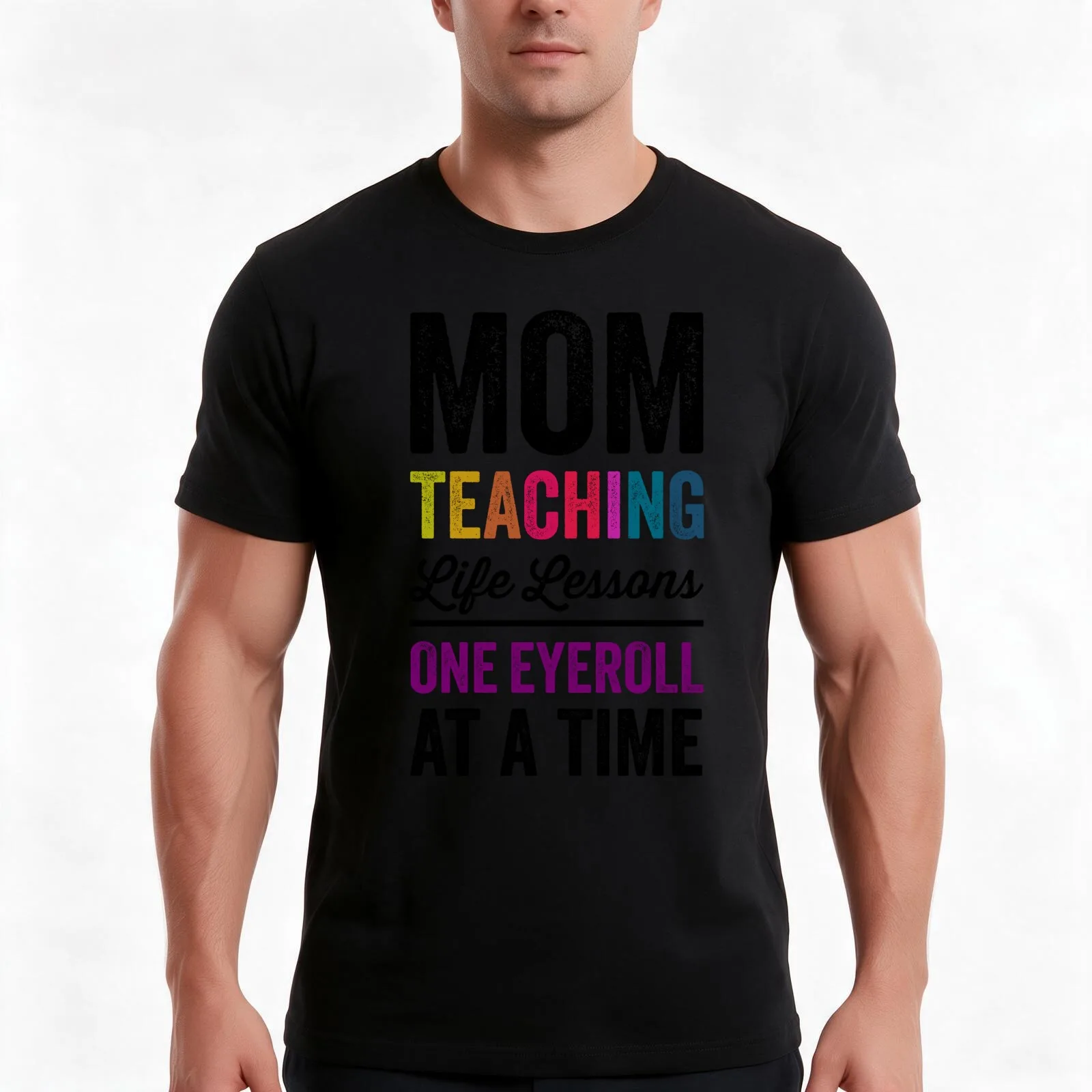 Mom Teaching Life Lessons One Eyeroll at a Time, Teacher Mother's Day 2024 T-Shirt, Summer Casual Cotton Tee, Unisex Men Women