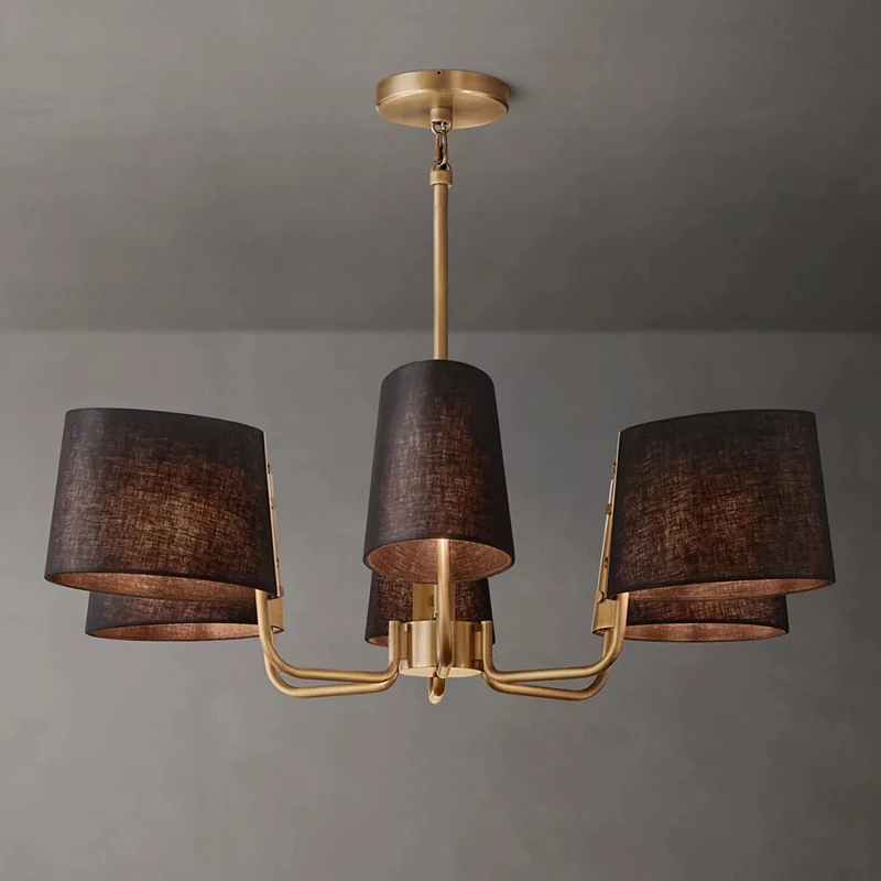 Pendant lamp brass lantern fabric pendant lights American countryside style for bedroom modern luxury chandelier