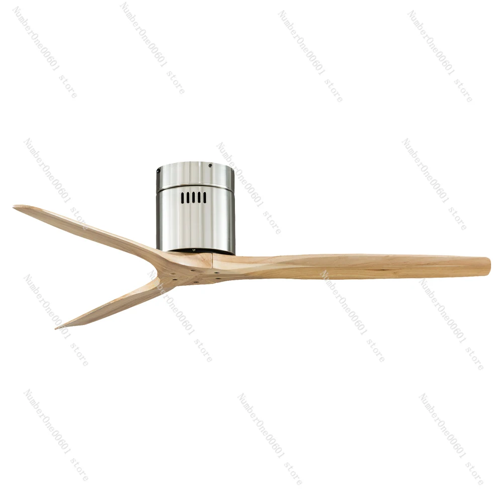 52Inch Brushed Luxury 3 Wooden Blade DC 85V - 260V Motor Decorative Ceiling Fan Ventilator Light Remote Control