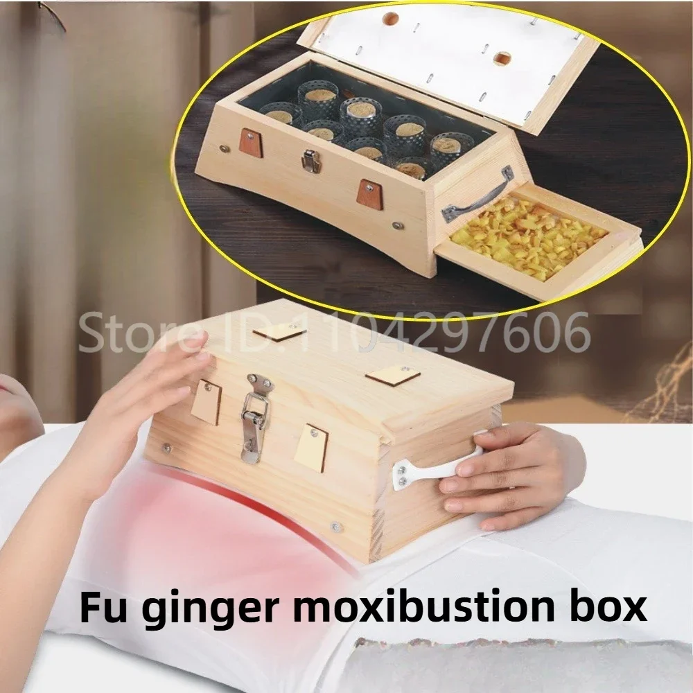 Wooden 6/8-hole/needle Moxa Burner Box Moxibustion Thermotherapy Relaxation waist/belly for Smokeless Moxibustion Roll Massager