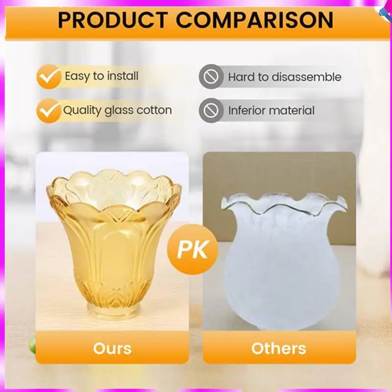 N96R 2 Piece Set Frosted And Clear Glass Ceiling Fan Chandelier Light Lamp Shade Replacements