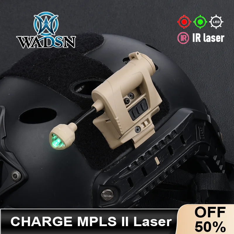 WADSN Tactic Mpls Charge Helmet Light Green Red IR Laser 4 Mode LED White Lamp Energy Saving Hunting Civilian FAST Helmet light