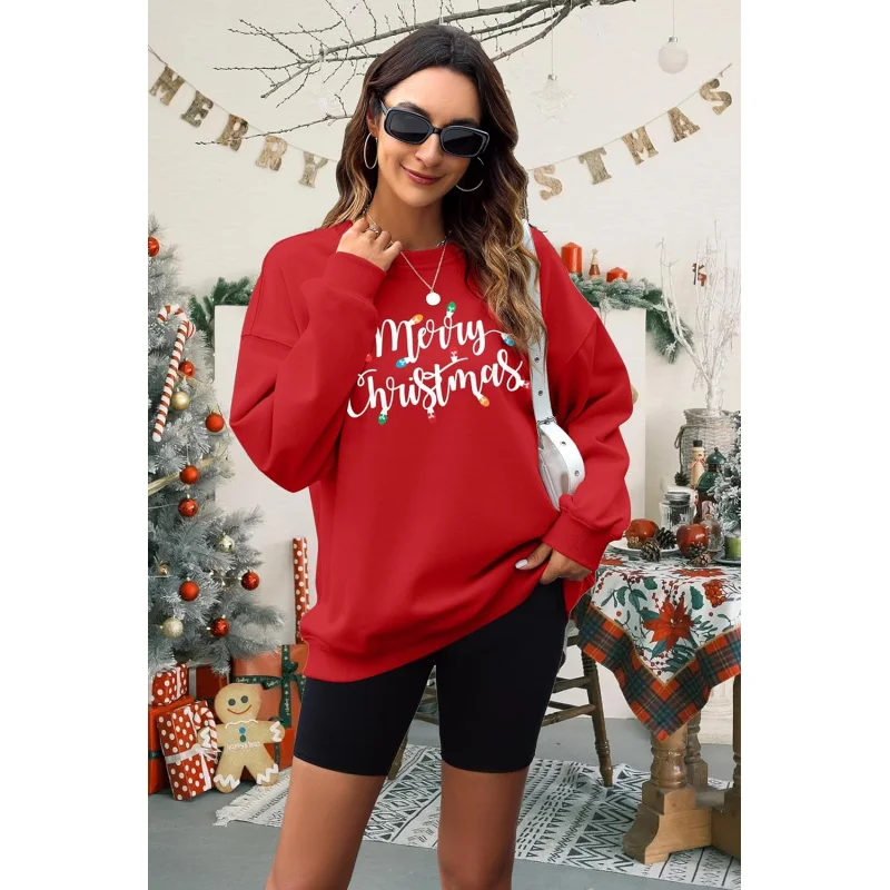 Christmas women's sportswear holiday party top long sleeved pullover