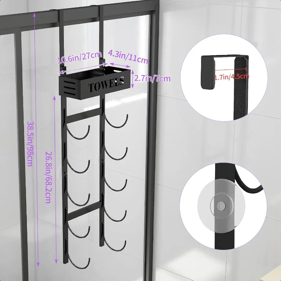 6 camadas sobre a porta toalheiros para montagem na parede do banheiro armazenamento de toalha do banheiro com cesta sobre a porta suporte de toalha para rolo