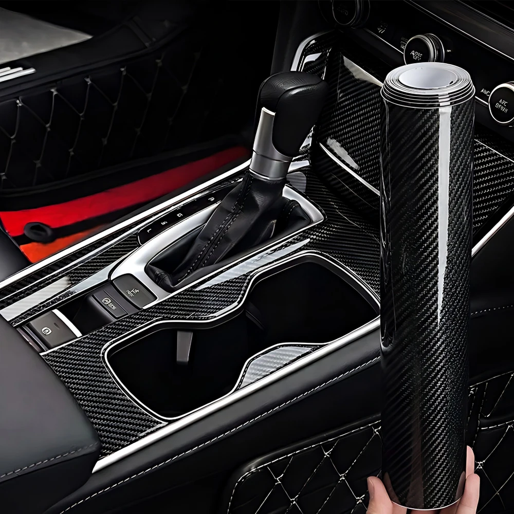50cm Width 6D Glossy Carbon Fiber Vinyl Wrap DIY Film for Car Interior Trim Mirror Laptop Motorcycle Phone Stickers Bubble Free