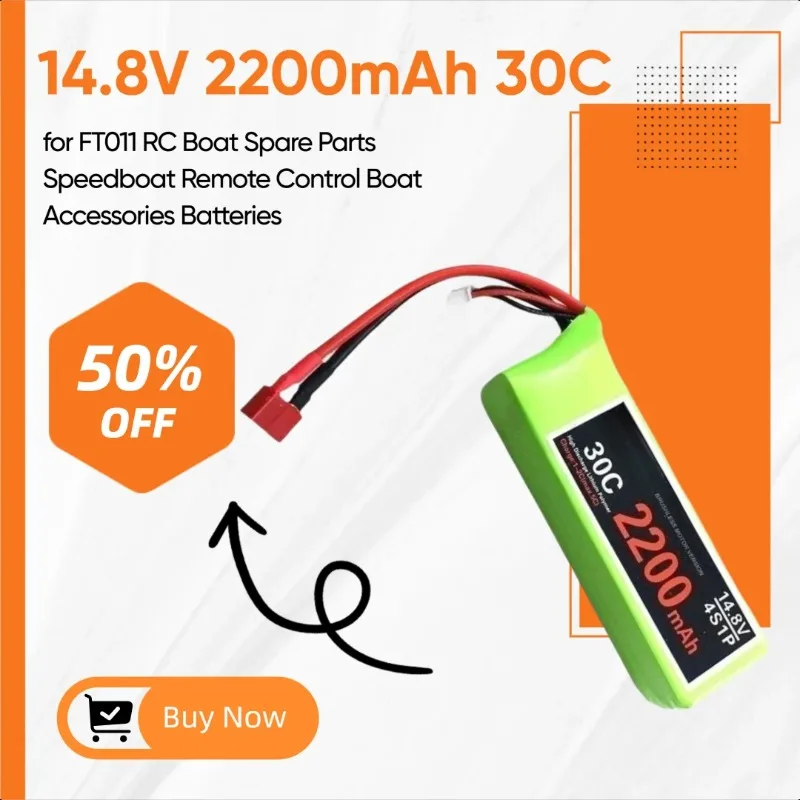 

14.8V 2200mAh 30C Lipo Battery for FT011 RC Boat Spare Parts Speedboat Remote Control Boat Accessories Batteries