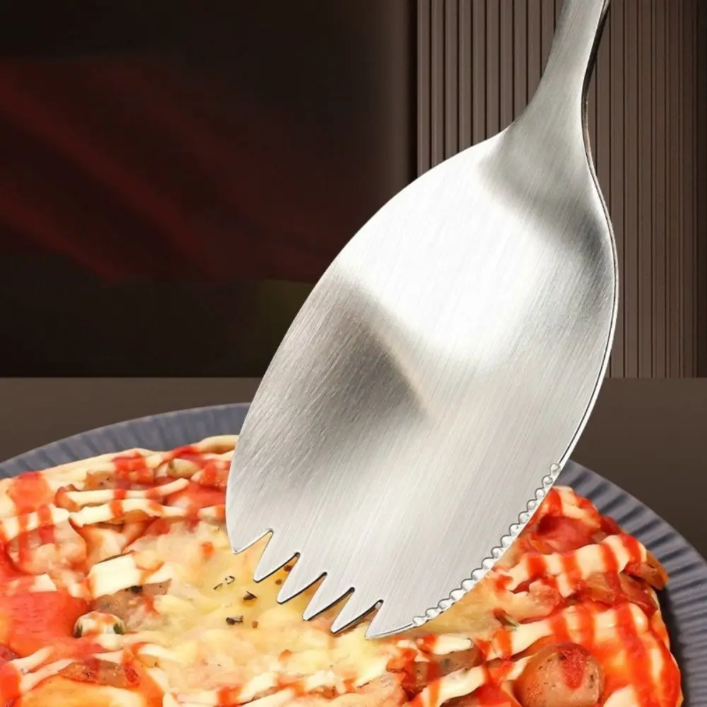 Stainless Steel Kitchen Spoon Fork Long Handle Thickened Serving Soup Spoon Serving Spoon Integrated Spoon Fork Buffet Use