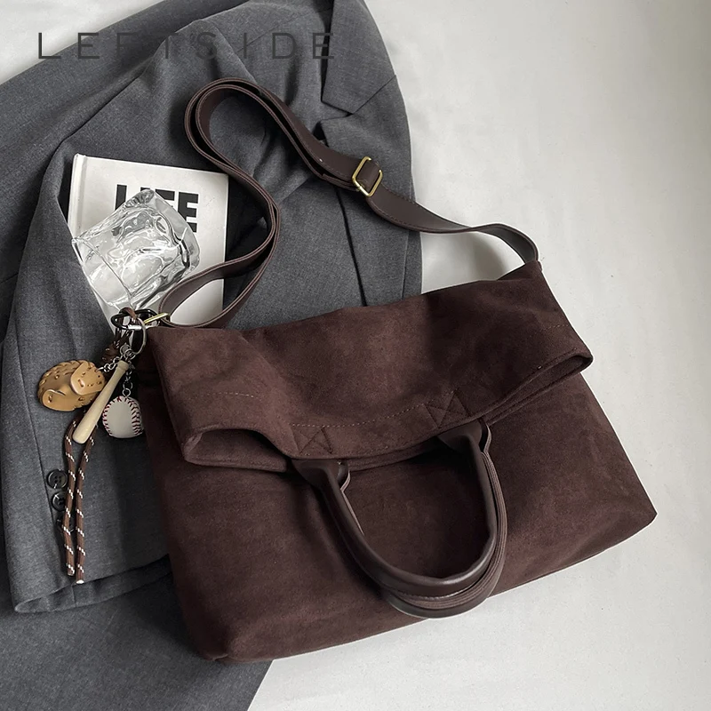 

LEFTSIDE Women PU Leather Crossbody Bag 2025 Winter Retro Trend Short Handle Shoulder Bag Luxury Designer Handbags and Purses