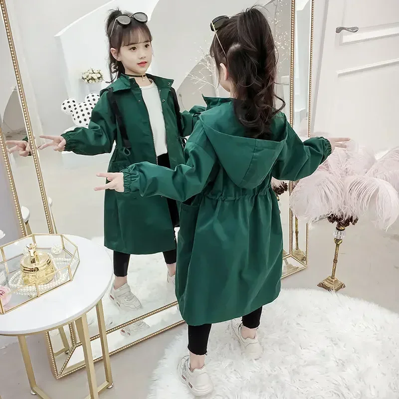 4 6 8 10 12 14 سنة ربيع كبير الأطفال سترة واقية طويلة جاكيتات معطف فتاة الملابس للمراهقين الاطفال الطفل خندق معطف 2023 جديد #3