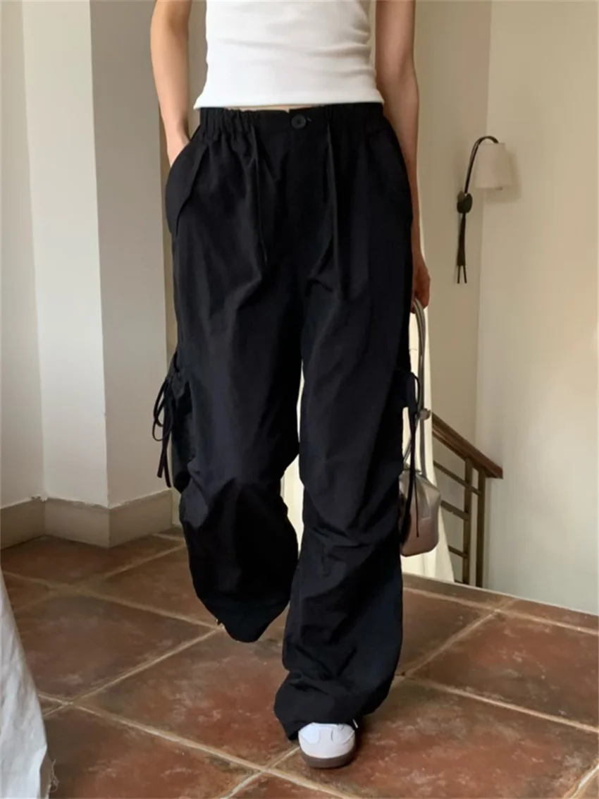 PLAMTEE Quick Drying Pants Summer Women Wide Leg All Match Sports 2024 Daily Straight Casual High Waist Street Loose New