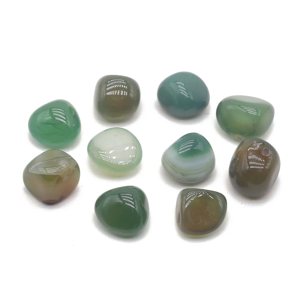 20PC Natural Stone Green Stripe Agate Decoracion Polished Yoga Energy Mineral Healing Crystals Tumbled Stone Ornament Rome Decor