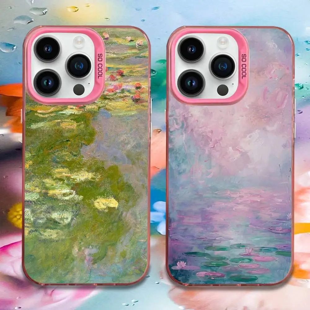 

Claude Monet Painting Art Aesthetic Phone Case For iPhone 16,15,14,13,12,11,Mini,Pro,E,MAX Pink Candy Matte Shockproof Cover