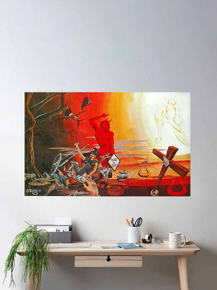 Dave Mann Born to Ride Motorcycle, Print Art Canvas Poster, For Living Room Decor Home Wall Picture
