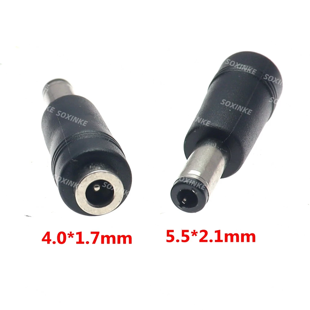 

5PC DC Power Adapter Connector Plug DC Conversion Head Jack Female 4.0x1.7mm Turn Plug Male 5.5x2.1mm Black 4.0*1.7mm to 5.5*2.5